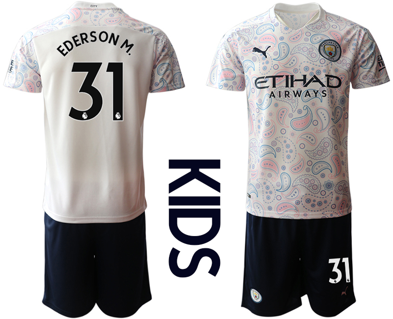 Youth 2020-2021 club Manchester City away white #31 Soccer Jerseys